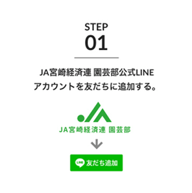 JA宮崎経済連 園芸部公式LINEアカウントを友達に追加する。